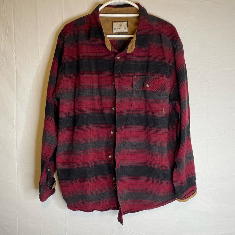 Legendary Whitetails Men's Size 2X Long Sleeve Button Up Red Black Plaid 2622